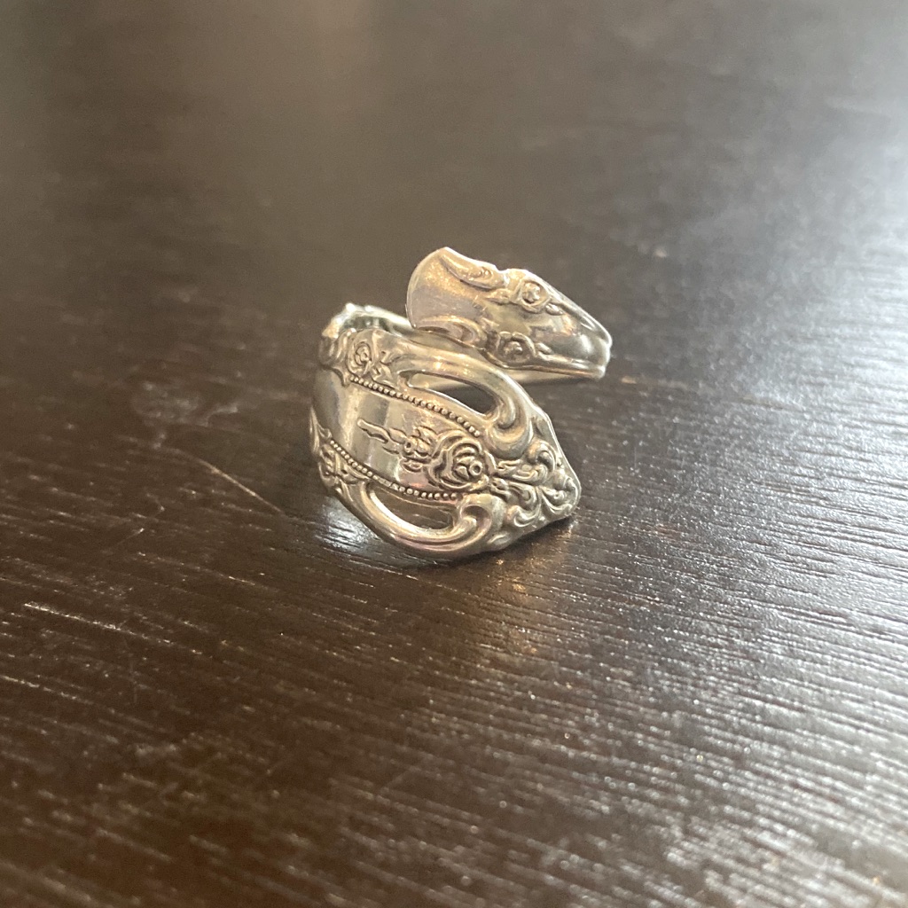 Unique Wrapped Vintage 925 Sterling Silver Spoon Ring